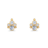 Paw Print Stud Earring Lab Created Opal & Cubic Zirconia 925 Sterling Silver