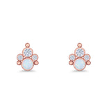 Paw Print Stud Earring Lab Created Opal & Cubic Zirconia 925 Sterling Silver