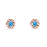 Sunflower Stud Earring 8.8mm Lab Created Opal Oxidized 925 Sterling Silver