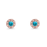 Sunflower Stud Earring 8.8mm Lab Created Opal Oxidized 925 Sterling Silver