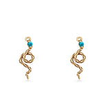 Round 16.1mm Lab Created Opal Oxidized Snake Fishhook Earring 925 Sterling Silver