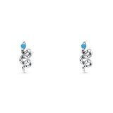 Snake Stud Earring 12.9mm Lab Created Blue Opal 925 Sterling Silver