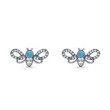 Bee Butterfly Stud Earring Lab Created Opal Push Back 925 Sterling Silver
