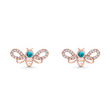 Bee Butterfly Stud Earring Lab Created Opal Push Back 925 Sterling Silver