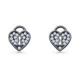 Heart Lock Stud Earrings