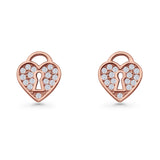 Heart Lock Stud Earrings