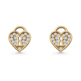 Heart Lock Stud Earrings