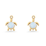 Round 15.3mm Lab Created Opal Turtle Fishhook Earring 925 Sterling Silver