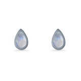 Pear Teardrop 9.3mm Solitaire Created Opal Earring 925 Sterling Silver