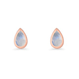 Pear Teardrop 9.3mm Solitaire Created Opal Earring 925 Sterling Silver