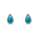 Pear Teardrop 9.3mm Solitaire Created Opal Earring 925 Sterling Silver