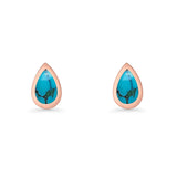 Pear Teardrop 9.3mm Solitaire Created Opal Earring 925 Sterling Silver