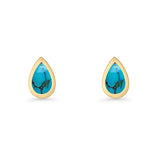 Pear Teardrop 9.3mm Solitaire Created Opal Earring 925 Sterling Silver