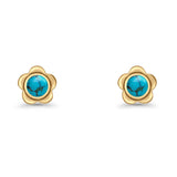 Flower 7.5mm Round Lab Created Opal Floral Stud Earring Oxidized 925 Sterling Silver