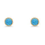 Round 7.3mm Stud Earring Lab Created Opal Oxidized 925 Sterling Silver