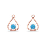 Pear 15.2mm Fishhook Earring Oxidized Round Lab Created Opal 925 Sterling Silver