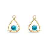 Pear 15.2mm Fishhook Earring Oxidized Round Lab Created Opal 925 Sterling Silver