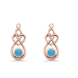 Round 19.7mm Lab Created Opal Celtic Knot Heart Fishhook Earring 925 Sterling Silver