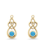 Round 19.7mm Lab Created Opal Celtic Knot Heart Fishhook Earring 925 Sterling Silver