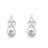 Round 19.7mm Lab Created Opal Celtic Knot Heart Fishhook Earring 925 Sterling Silver