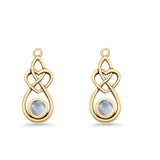 Round 19.7mm Lab Created Opal Celtic Knot Heart Fishhook Earring 925 Sterling Silver