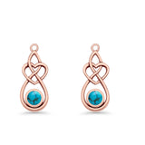 Round 19.7mm Lab Created Opal Celtic Knot Heart Fishhook Earring 925 Sterling Silver