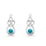 Round 19.7mm Lab Created Opal Celtic Knot Heart Fishhook Earring 925 Sterling Silver