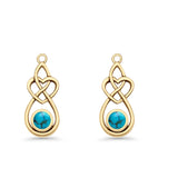 Round 19.7mm Lab Created Opal Celtic Knot Heart Fishhook Earring 925 Sterling Silver