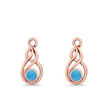 Round 21.5mm Twisted Loop Drop Fishhook Earring Oxidized Lab Created Opal 925 Sterling Silver