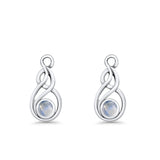 Round 21.5mm Twisted Loop Drop Fishhook Earring Oxidized Lab Created Opal 925 Sterling Silver