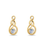Round 21.5mm Twisted Loop Drop Fishhook Earring Oxidized Lab Created Opal 925 Sterling Silver