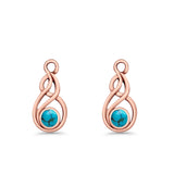 Round 21.5mm Twisted Loop Drop Fishhook Earring Oxidized Lab Created Opal 925 Sterling Silver