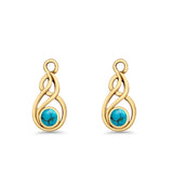 Round 21.5mm Twisted Loop Drop Fishhook Earring Oxidized Lab Created Opal 925 Sterling Silver