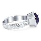 Art Deco Round Natural Stone Solitaire Ring