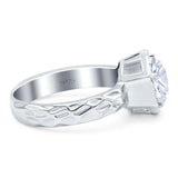 Art Deco Round Natural Stone Solitaire Ring