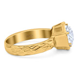 Art Deco Round Natural Stone Solitaire Ring