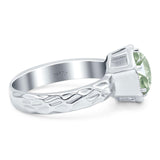 Art Deco Round Natural Stone Solitaire Ring