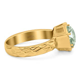 Art Deco Round Natural Stone Solitaire Ring