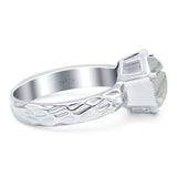 Art Deco Round Natural Stone Solitaire Ring