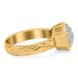 Art Deco Round Natural Stone Solitaire Ring
