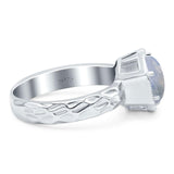 Art Deco Round Natural Stone Solitaire Ring