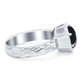 Art Deco Round Natural Stone Solitaire Ring
