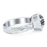 Art Deco Round Natural Stone Solitaire Ring
