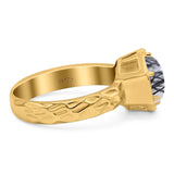 Art Deco Round Natural Stone Solitaire Ring