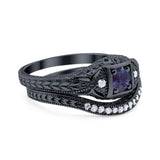 Two Piece Round Natural Stone Bridal Ring