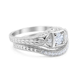 Two Piece Round Natural Stone Bridal Ring