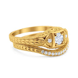 Two Piece Round Natural Stone Bridal Ring