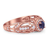 Art Deco Round Natural Stone Filigree Ring