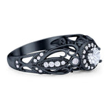 Art Deco Round Natural Stone Filigree Ring