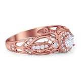 Art Deco Round Natural Stone Filigree Ring